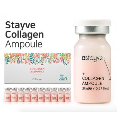 Stayve Collagen Ampoule Collagen Ampoule contains Hydrolyzed Collagen as the main ingredient which is ideal for firming the skin and anti-wrinkle. It has high protein content to make your skin firm and build skin film to moisturize the skin by holding the moisture. It also contains other ingredients such as Tocopheryl Acetate and Vitis Vinifera (Grape) Callus Culture Extract which work as antioxidants that are ideal for aging skin and prevent moisture evaporation by balancing skin lipids.