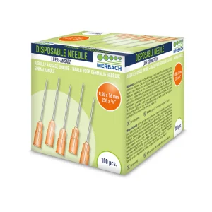 Merbach Injectienaalden 25 G x 5/8 - 16mm oranje 100 stuks